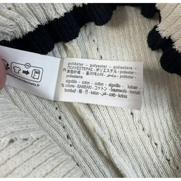 Zara Cream Sleeveless Crochet Knit Bottom Ruffle Crop Sweater Tank Top V Neck SM - Picture 5 of 9